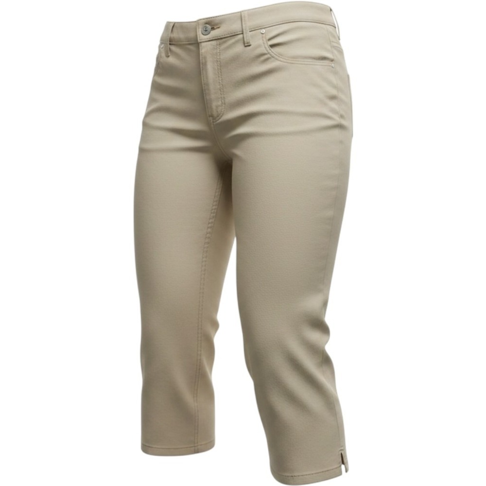 Madison Capri Pants Womens 16 Tan Khaki Mid Rise Cropped Stretch Casual Slit Hem